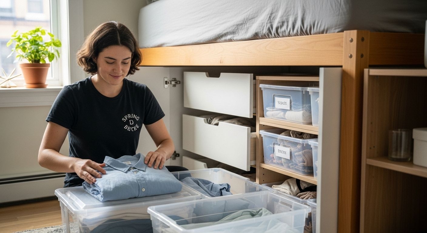 seasonal decluttering Massachusetts apartment