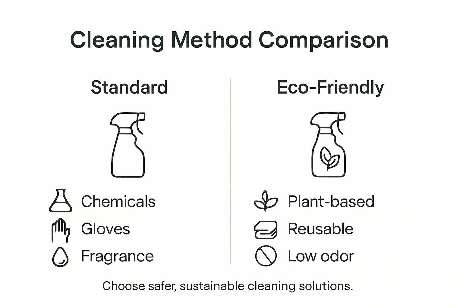 Infographic eco-friendly and standard cleaning comparison