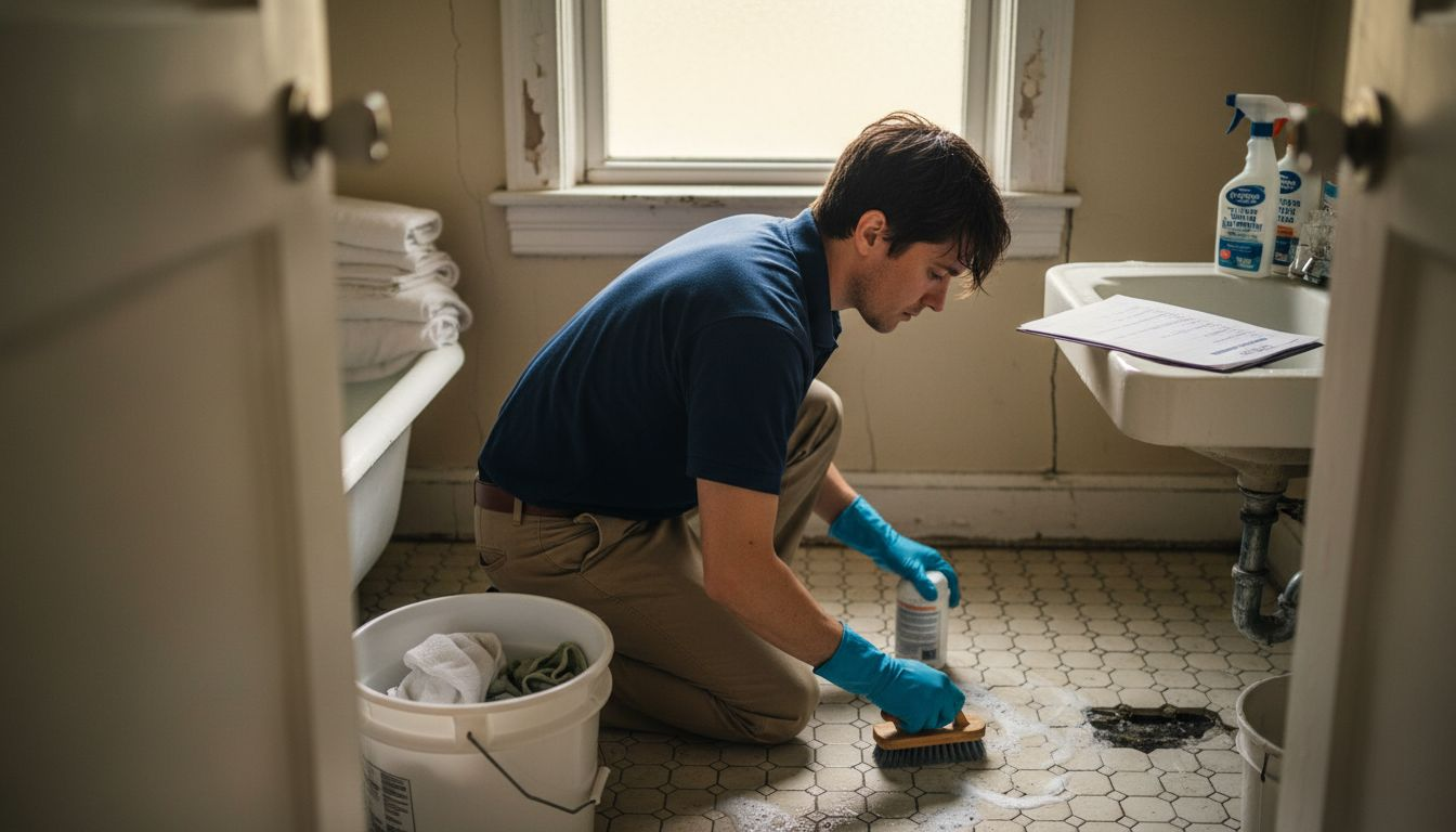 Cleaner deep scrubbing bathroom tile floor