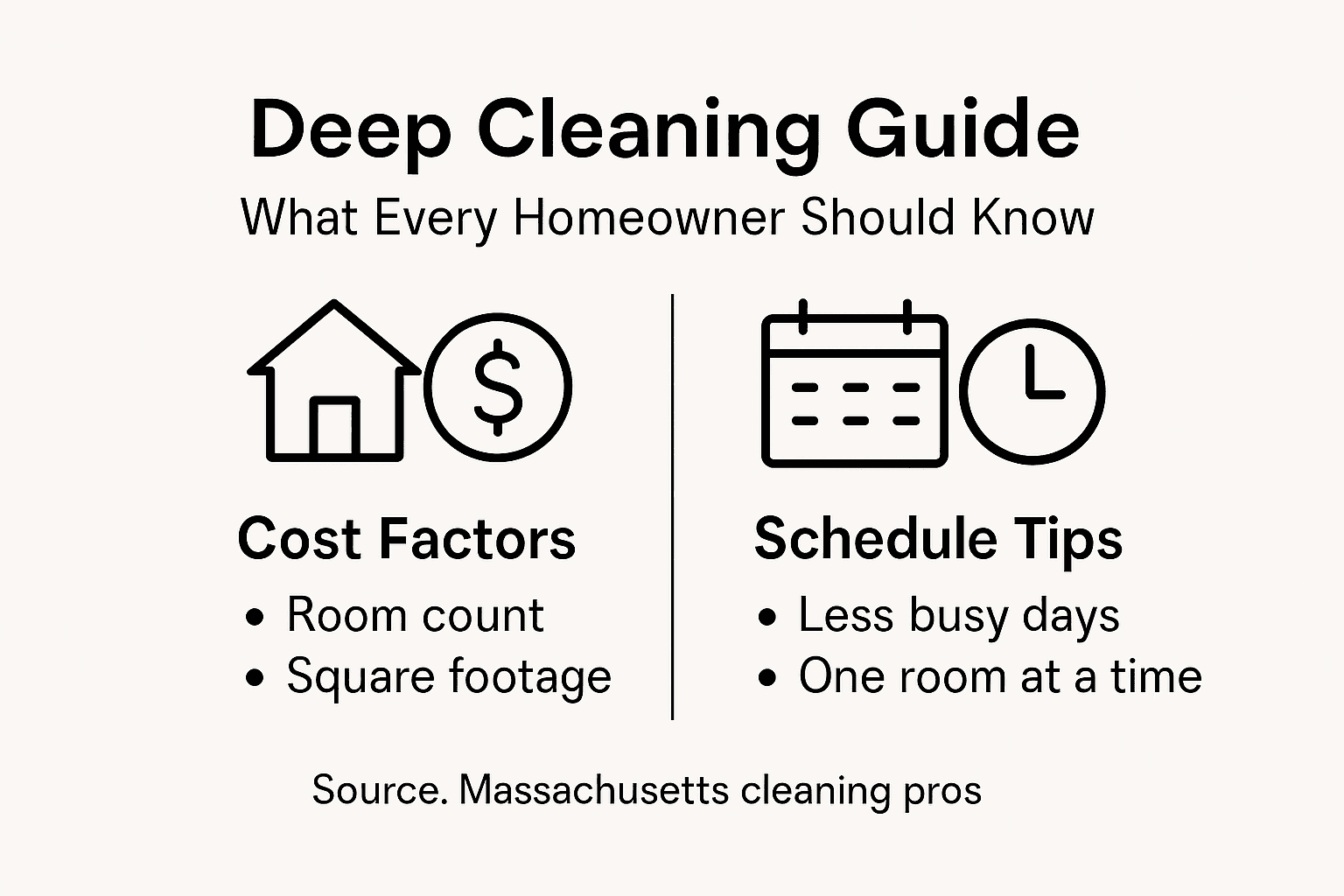 Infographic on deep cleaning costs and scheduling