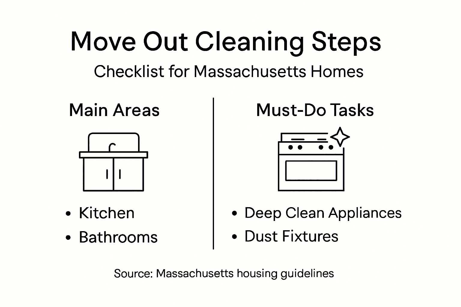 Infographic with move out cleaning steps and key tasks